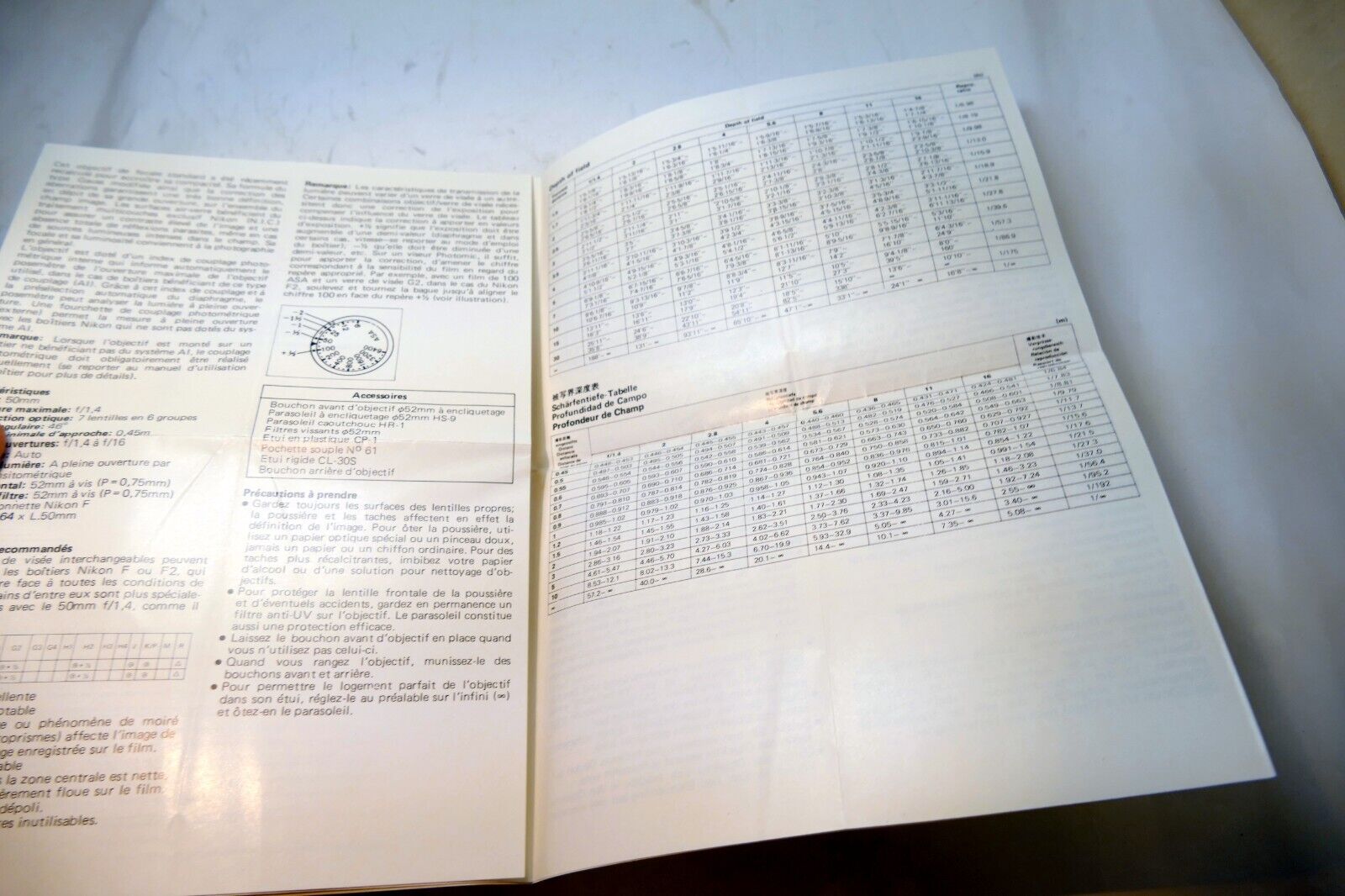 Nikon Nikkor 50mm f1.4 F KK Ai LENS Instruction Guide Manual 1979