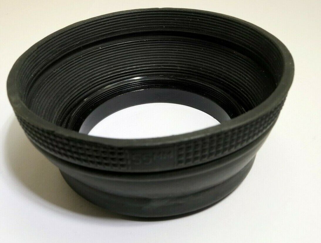55mm Lens Hood Shade Rubber double threaded telehoto for 85mm 50mm f1.8 f1.7