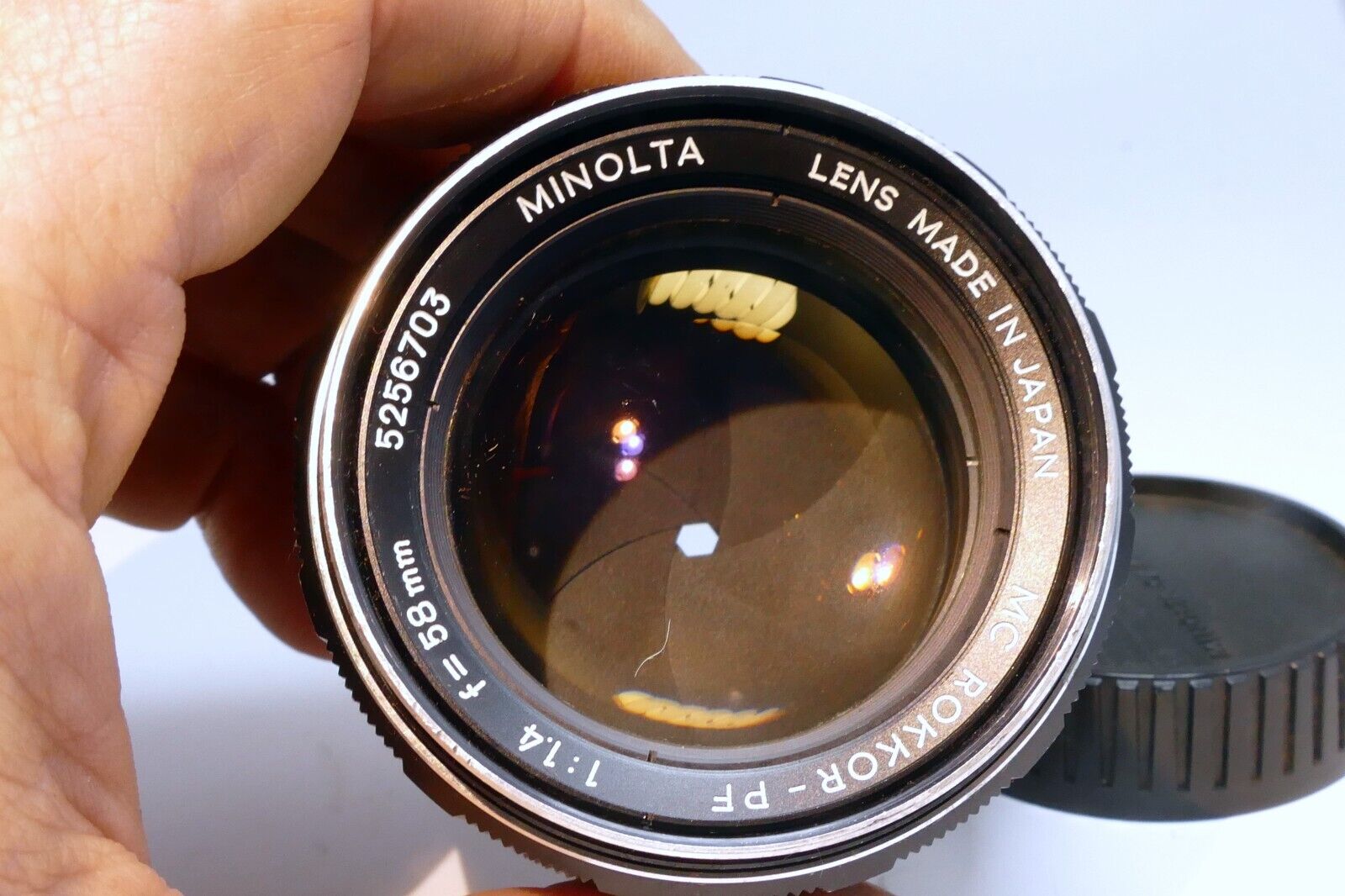 Minolta  58mm f1.4 Lens manual focus MC Rokkor-PF  w/ fungus AS IS PARTS