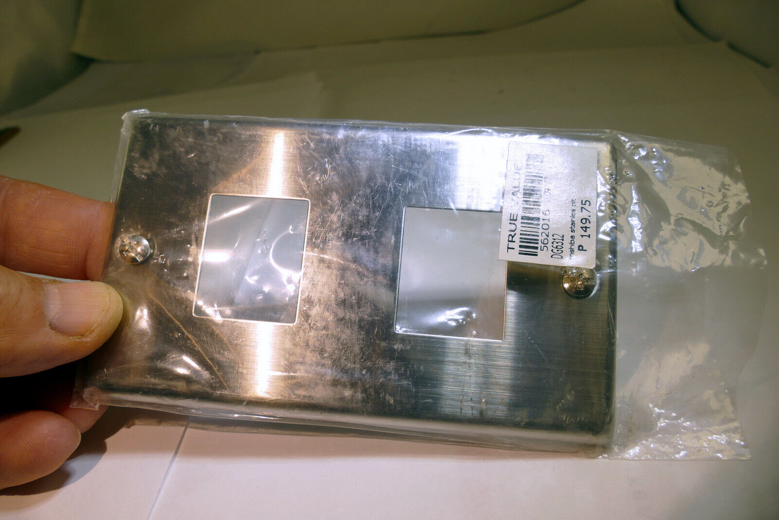 Toshiba  1 gang Stainless Steel Wall Plate  for Double Coax data