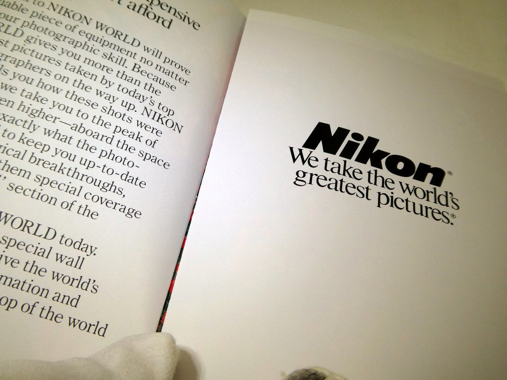 Nikon World brochure Guide post card (EN) vintage