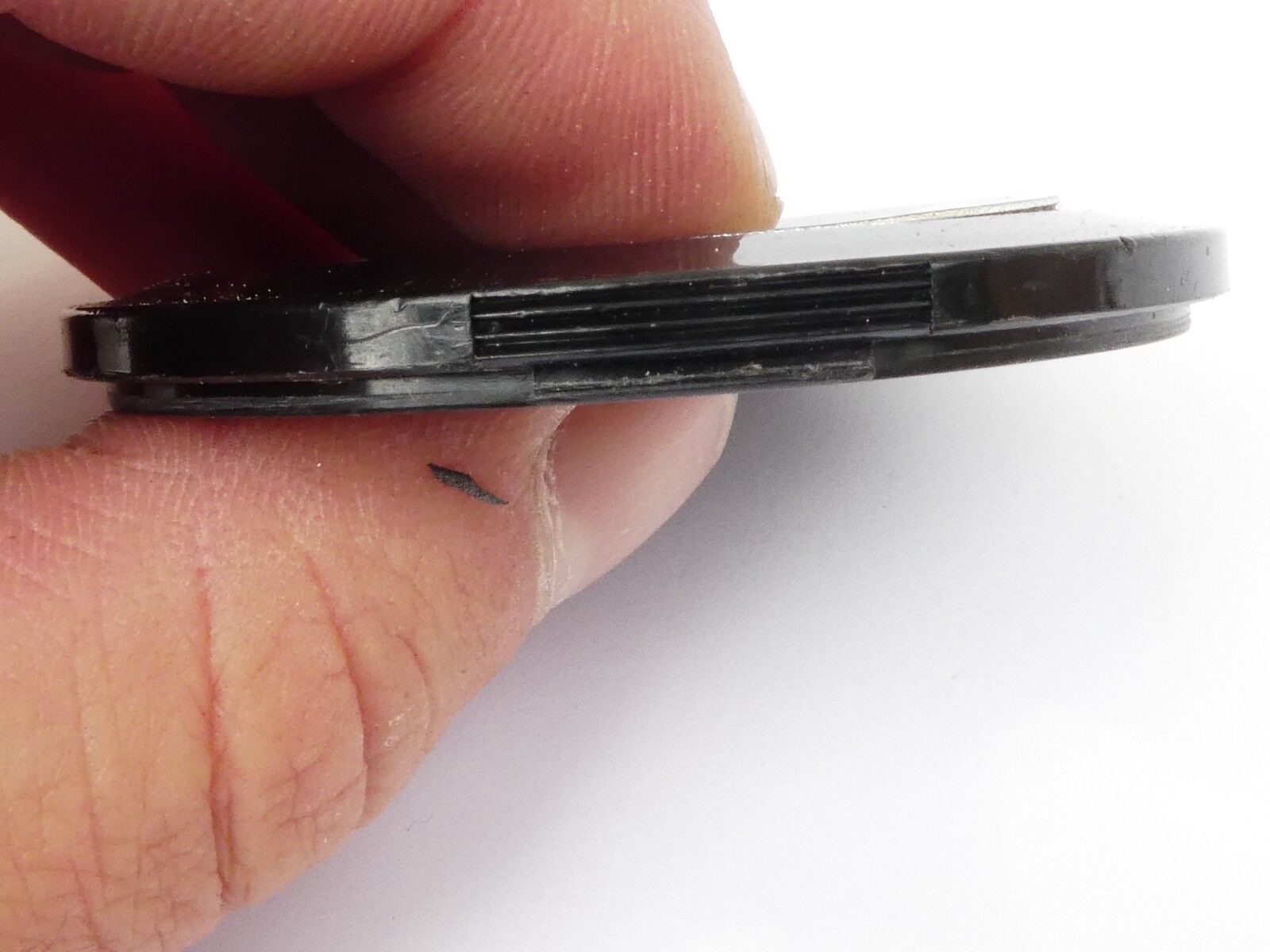 Used Super Albinar 49mm Lens Front Cap Black snap-on type plastic Japan