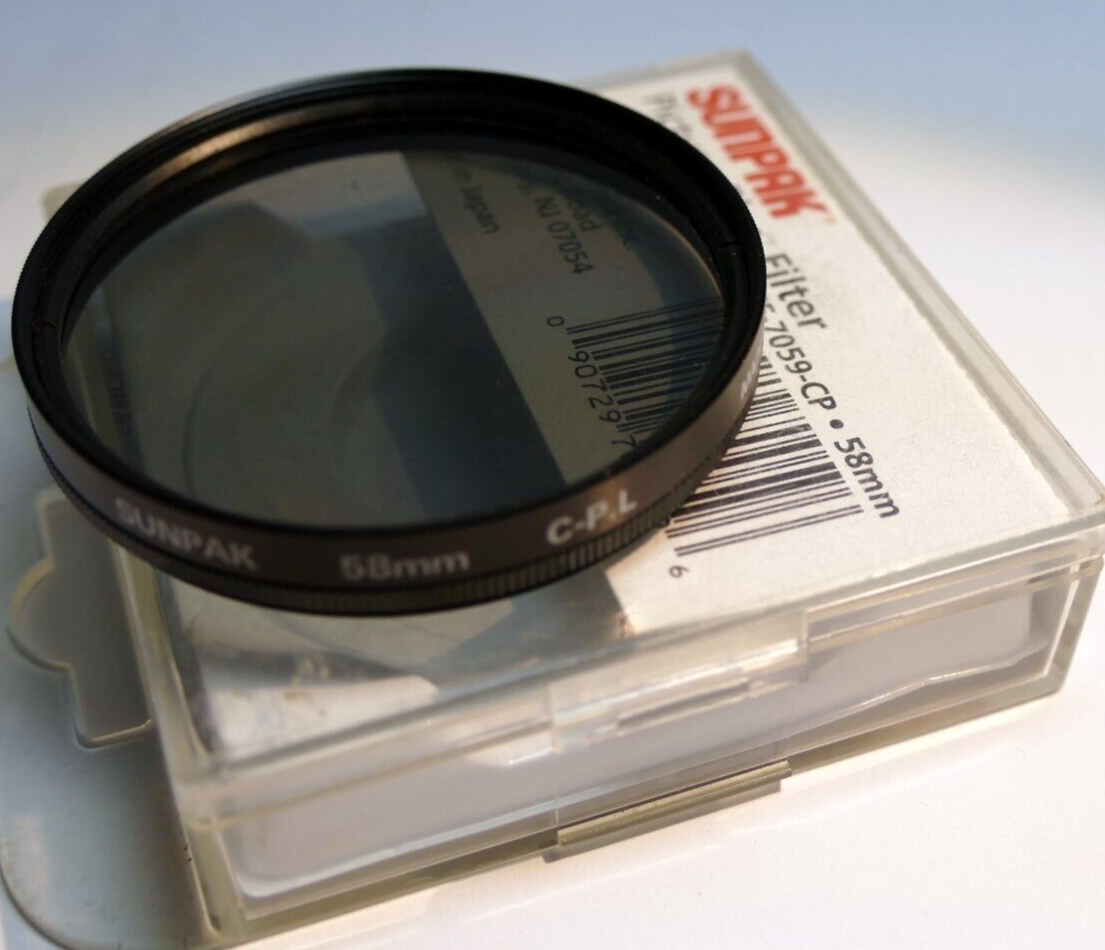 Sunpak Circular Polarizer C-PL 58mm Lens Filter Polar C. P. L.