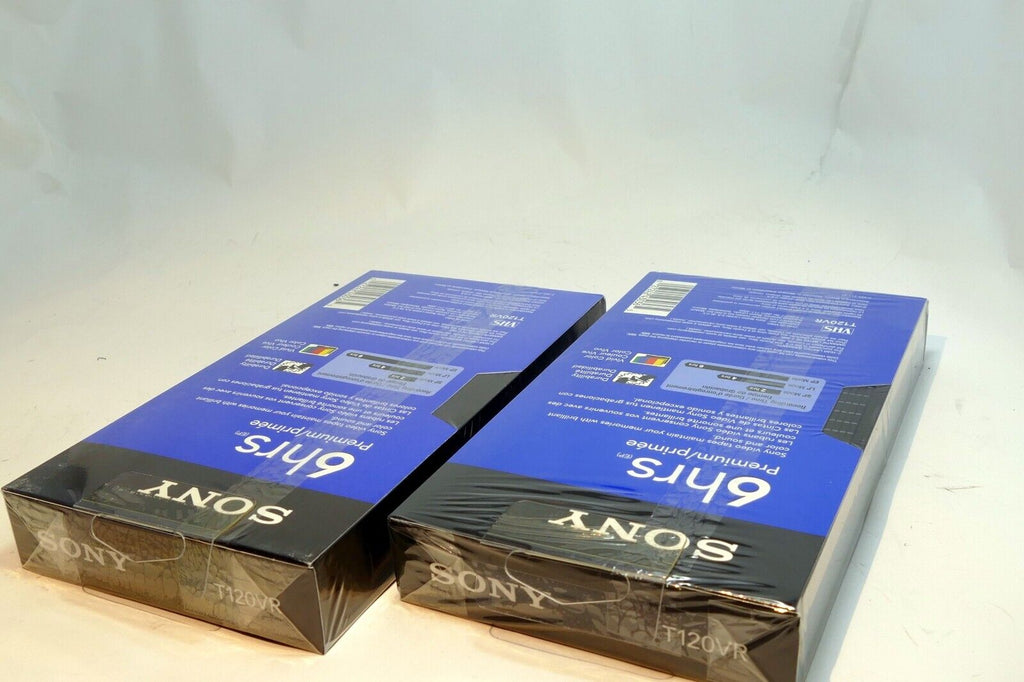 2 Pack Lot Sony Blank VHS Video Movie TapePremium Grade T-120 6 Hours - NEW