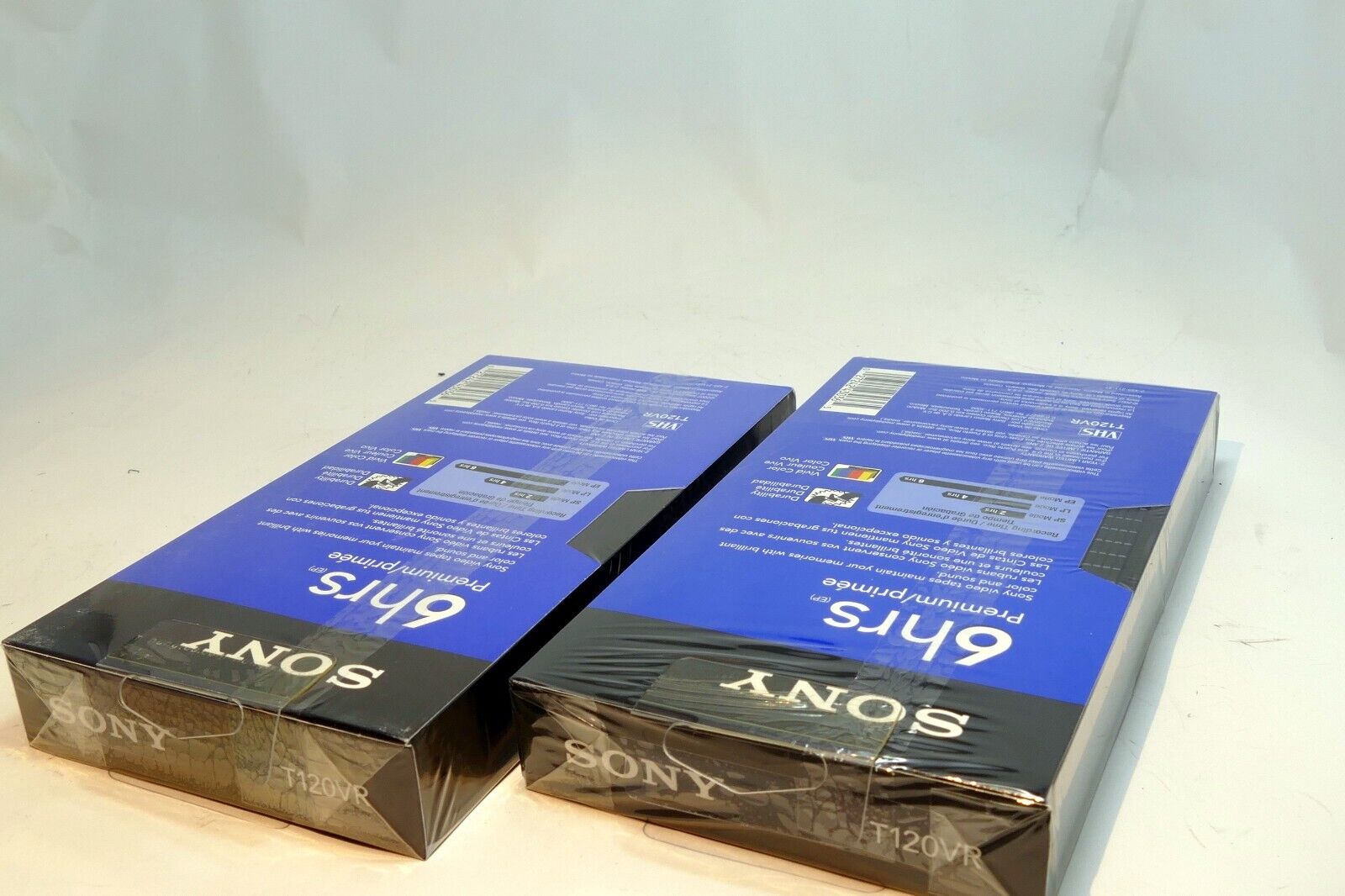 2 Pack Lot Sony Blank VHS Video Movie TapePremium Grade T-120 6 Hours - NEW