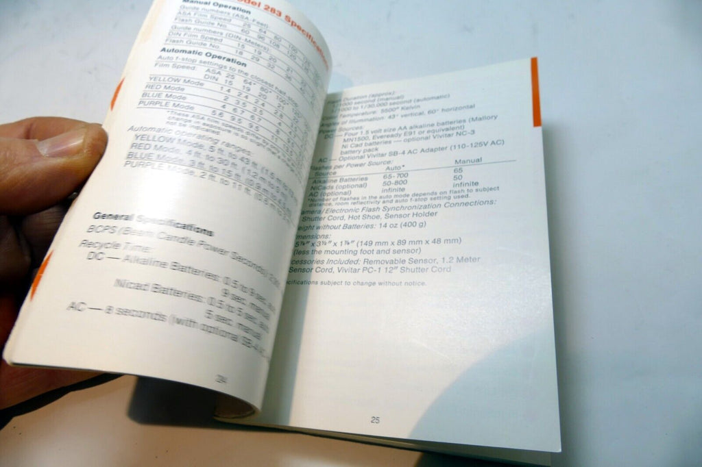 Vivitar Flash 283 Owner's manual  Instruction Guide E English Gr Sp Fr