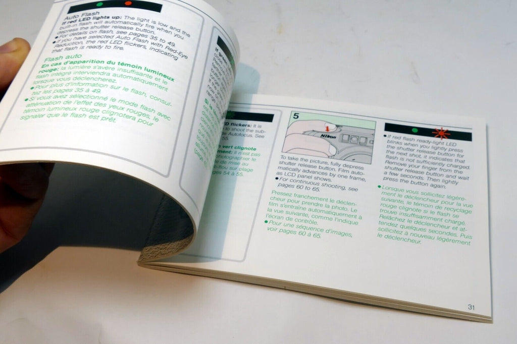 Nikon Zoom Touch 800 Film camera manual  Instruction Guide E English French Fr
