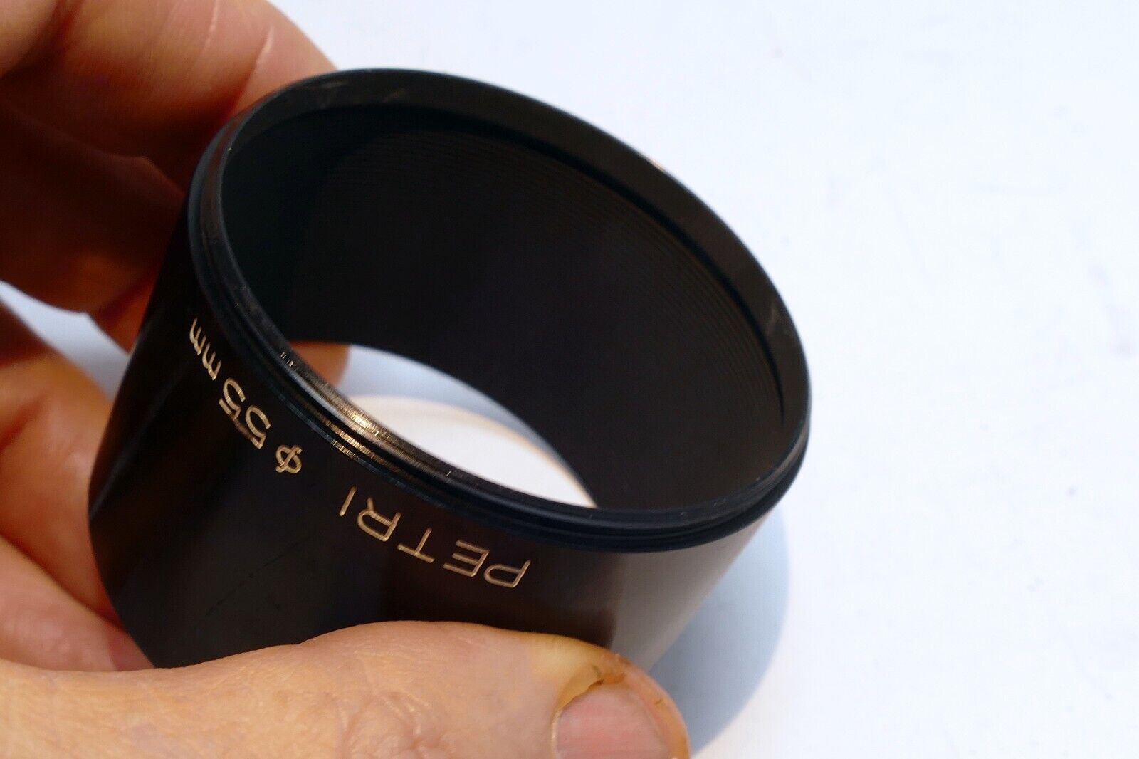 PETRI 55mm threaded Lens Hood Shade screw in metal telephoto