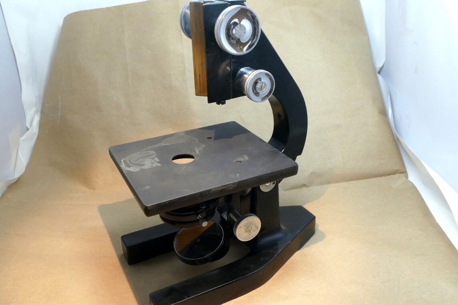 Stage Base and arm for BAUSCH & LOMB Optical BRASS MICROSCOPE 1938