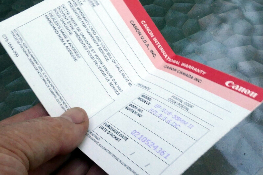 Canon EF-S 18-55mm f3.5-5.6 II DC Lens warranty booklet vintage card