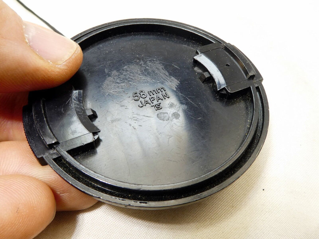 58mm Lens Front Cap w/ Keeper String  Black made in Japan