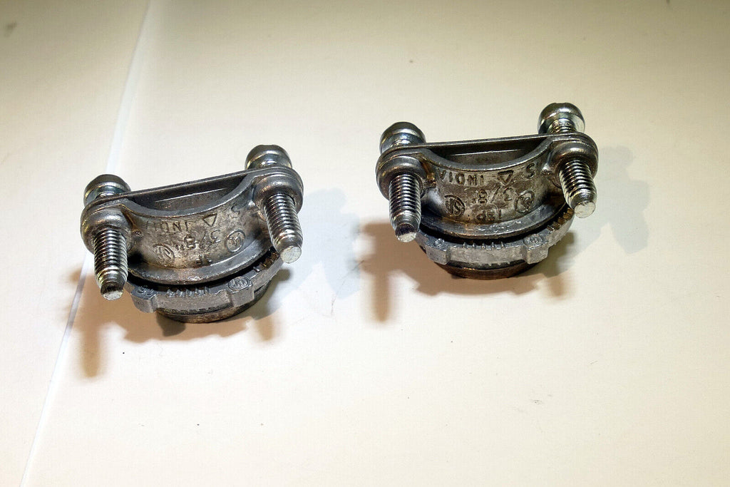 two 3/8" Straight Nonmetallic Sheath Cable Connector Die Cast Zinc calpms 1/2"