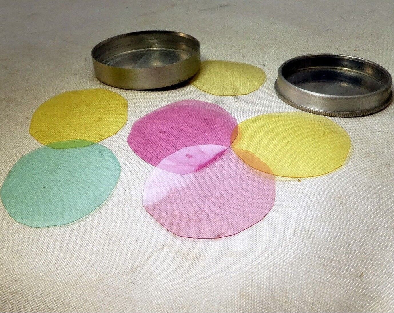 Lens Filter drop in series 6 VI Gelatin Pink Yellow Blue (home made) lot of six