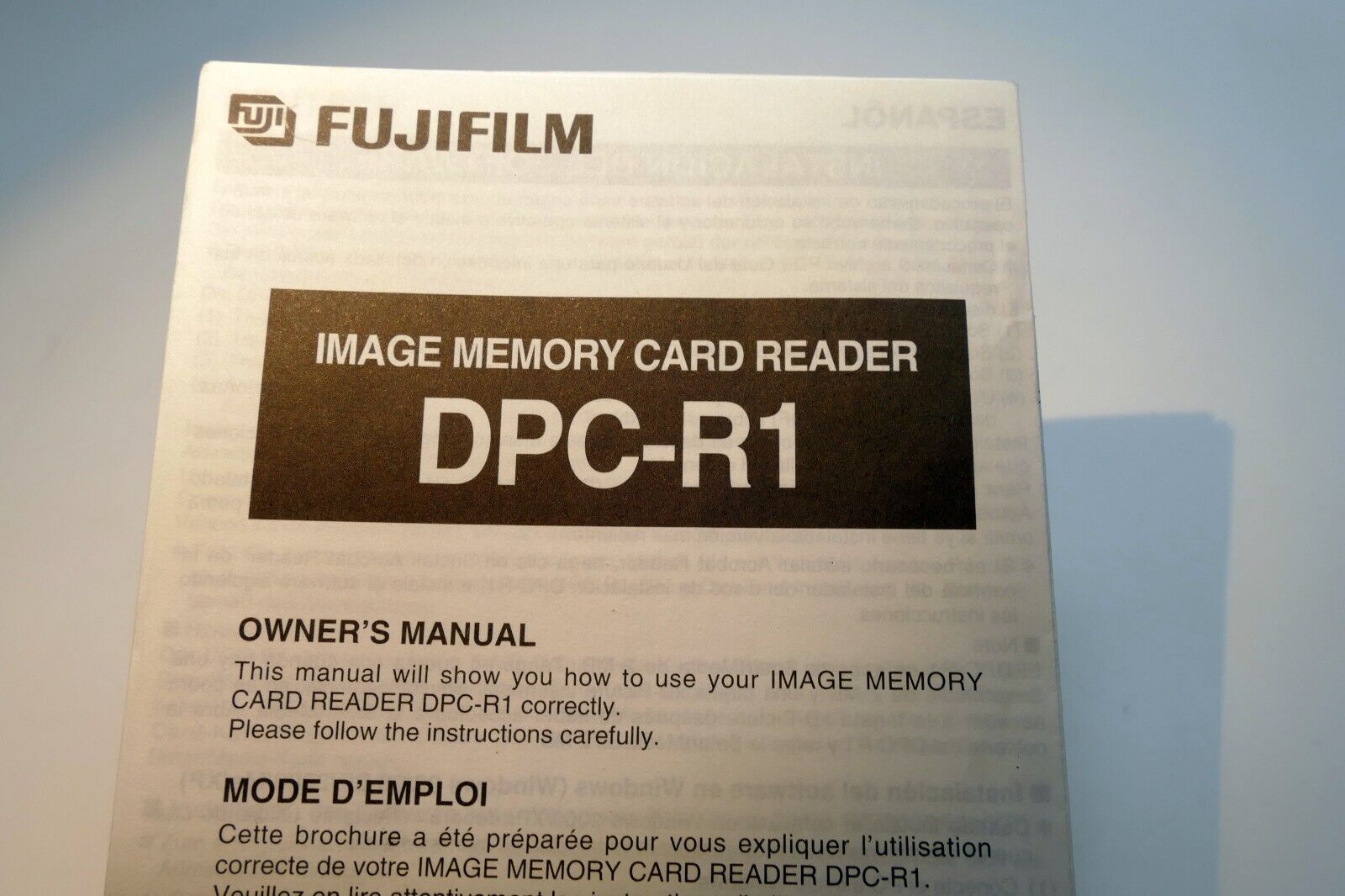 Fujifilm Memory Card Reader DPC-R1 Instruction guide manual EN