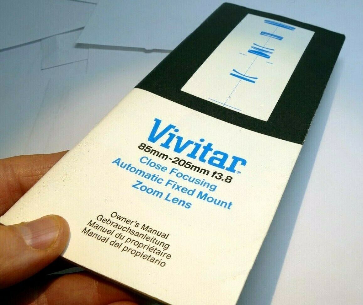 Vivitar 85-205mm f3.8 Close focus lens Instruction Owner's Manual Guide