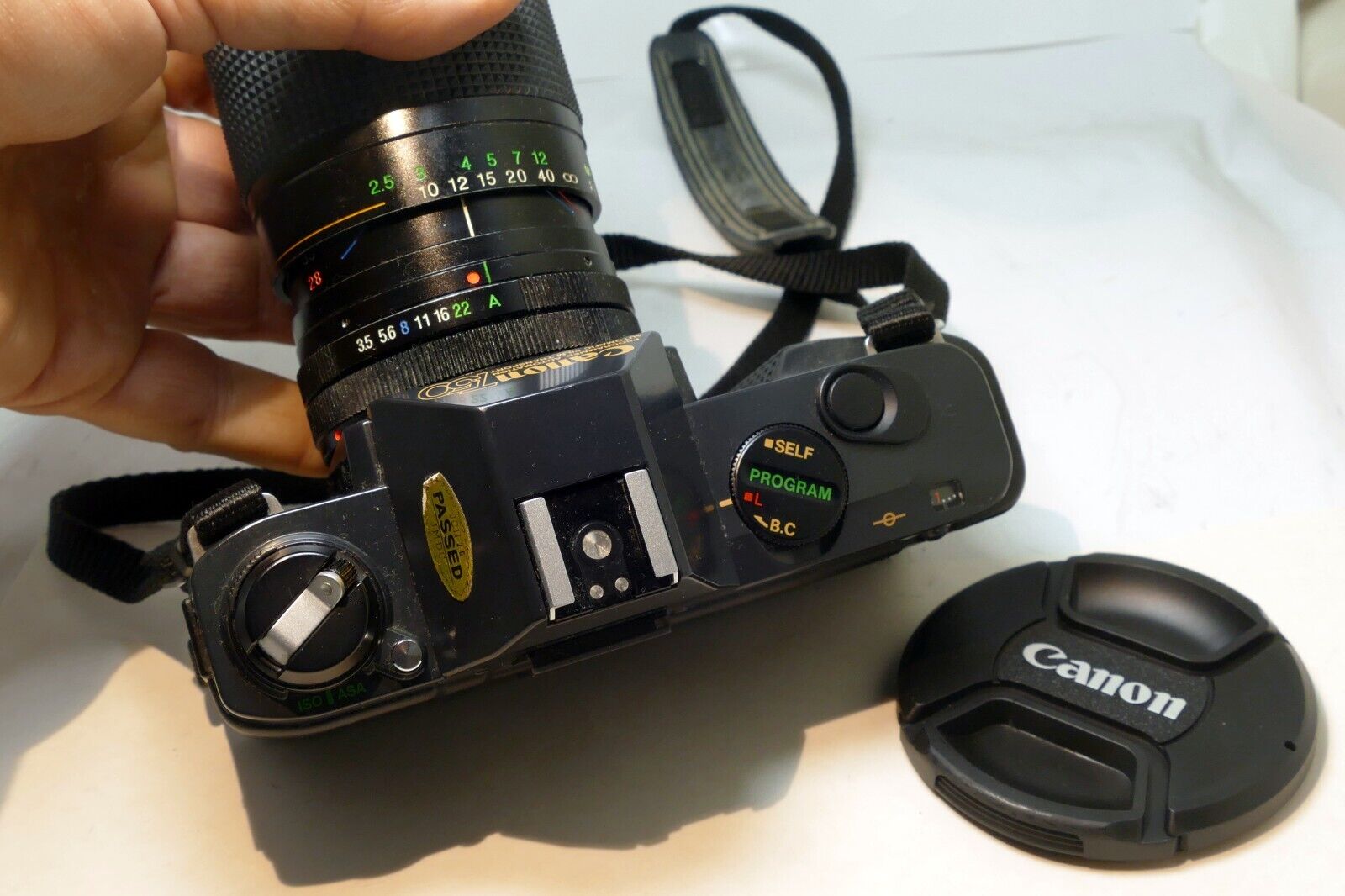 Canon T50 35mm SLR Film Camera with FREE Vivitar 28-205mm FD lens - camera works