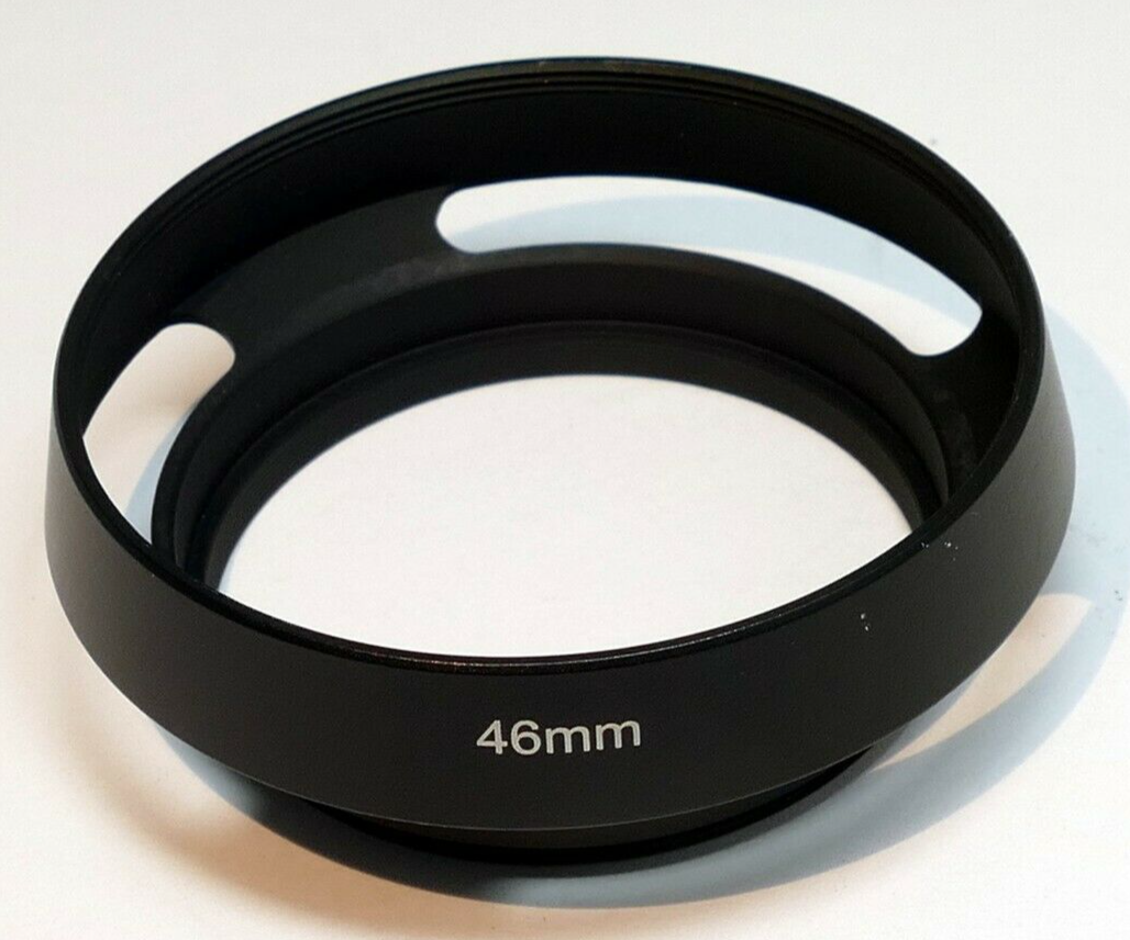 46mm Lens Hood shade metal threaded vented for Lumix G 20mm 1.7 II & 14mm 2.5 AS