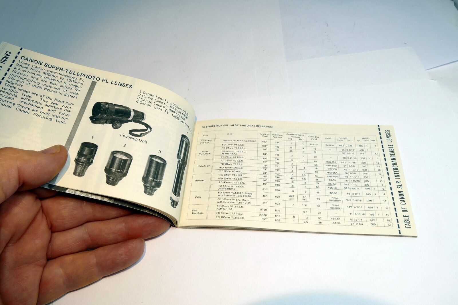 Canon  FD Product Guide camera accessory  sales brochure  EN 1977  advertisement