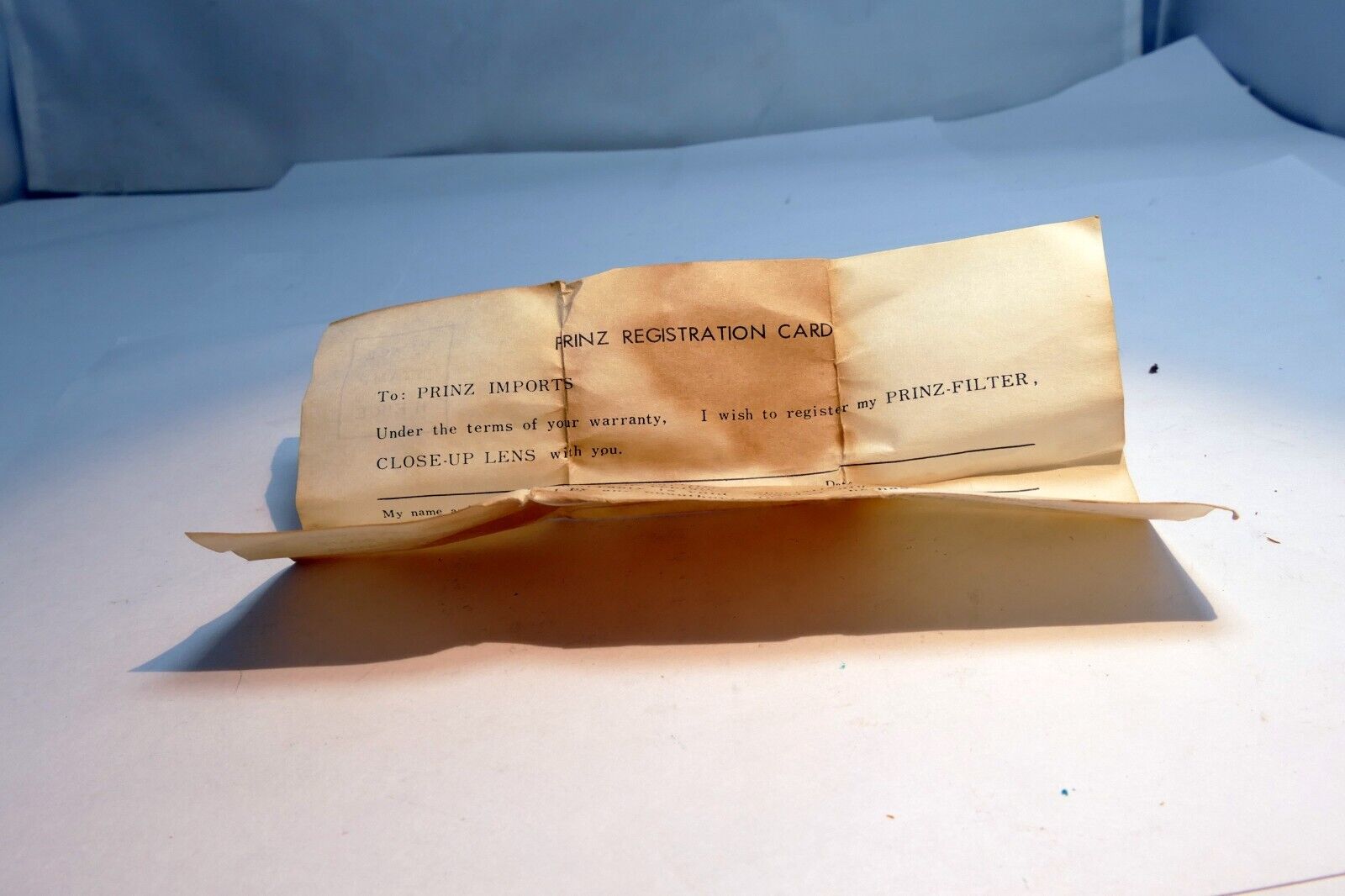 Prinz Lens Filter Guide brochure  vintage 1940's warranty card