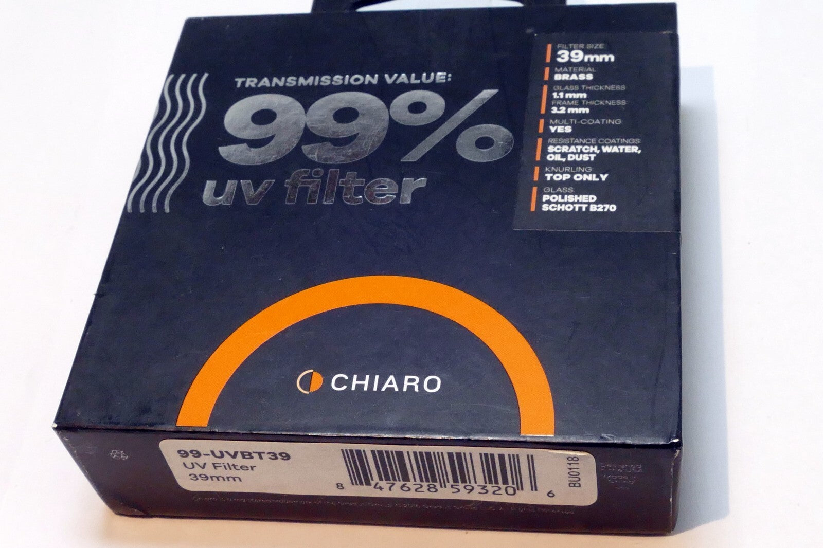 Chiaro 39mm Lens Filter 99% UV transmission value  99-UVBT39  - mint