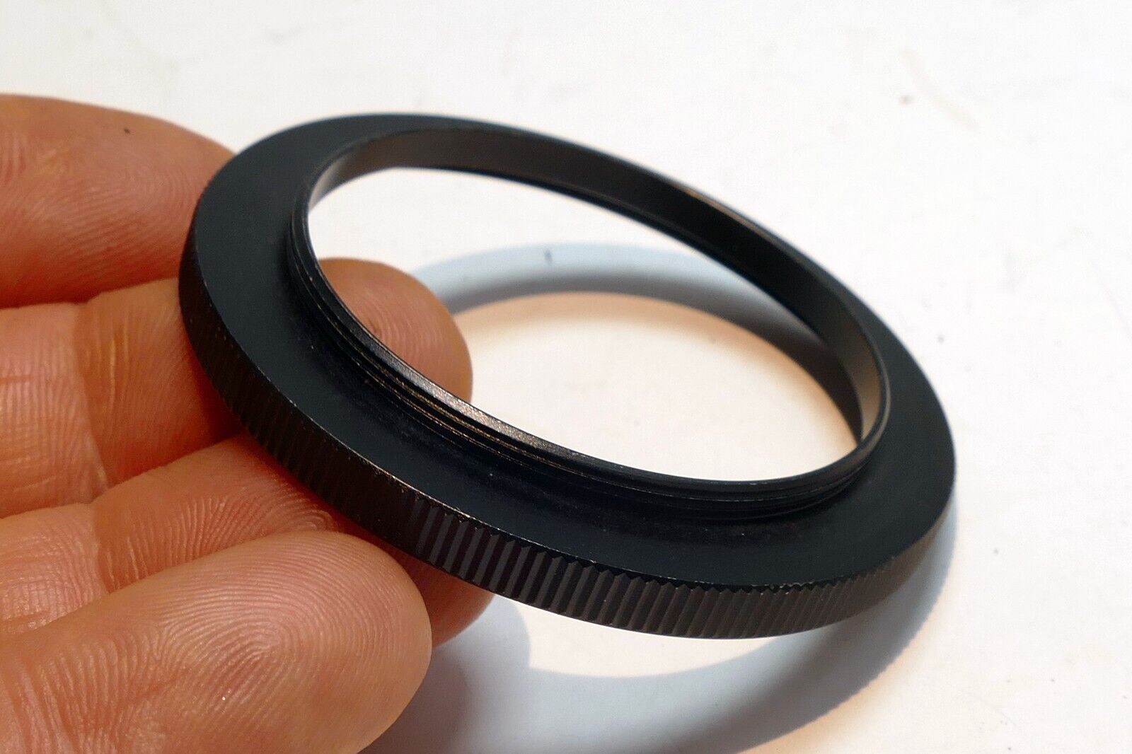 46mm  Lens Adapter Ring  step up to  55mm  ribbed rim threaded screw in