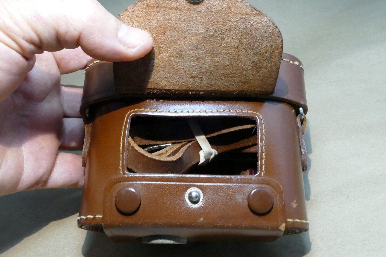 vintage camera case small Kodak Ansco Agfa rangefinder