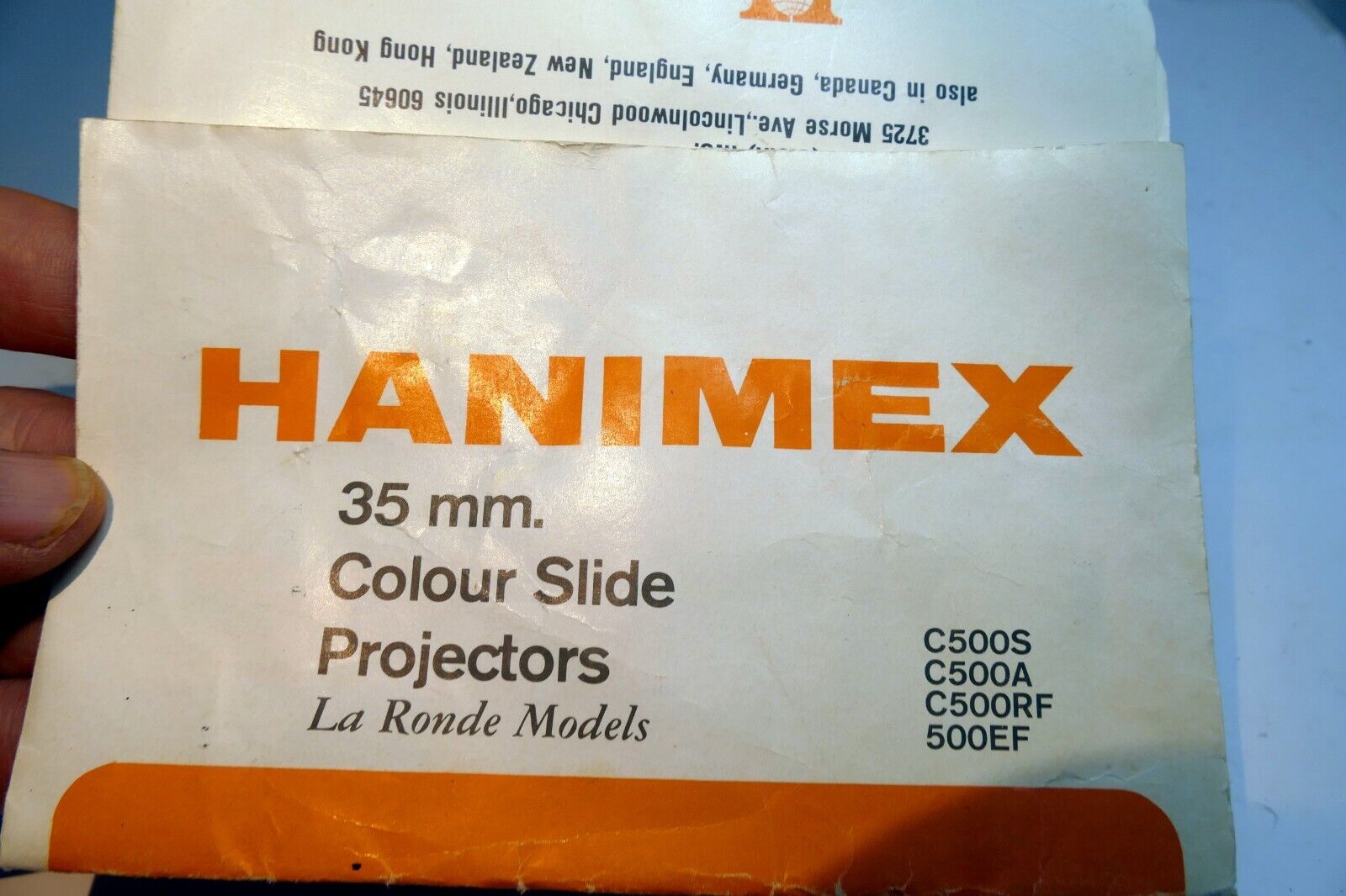 Hanimex 35mm Colour Slide Projector C500S C500A C500RF C500EF brochure list