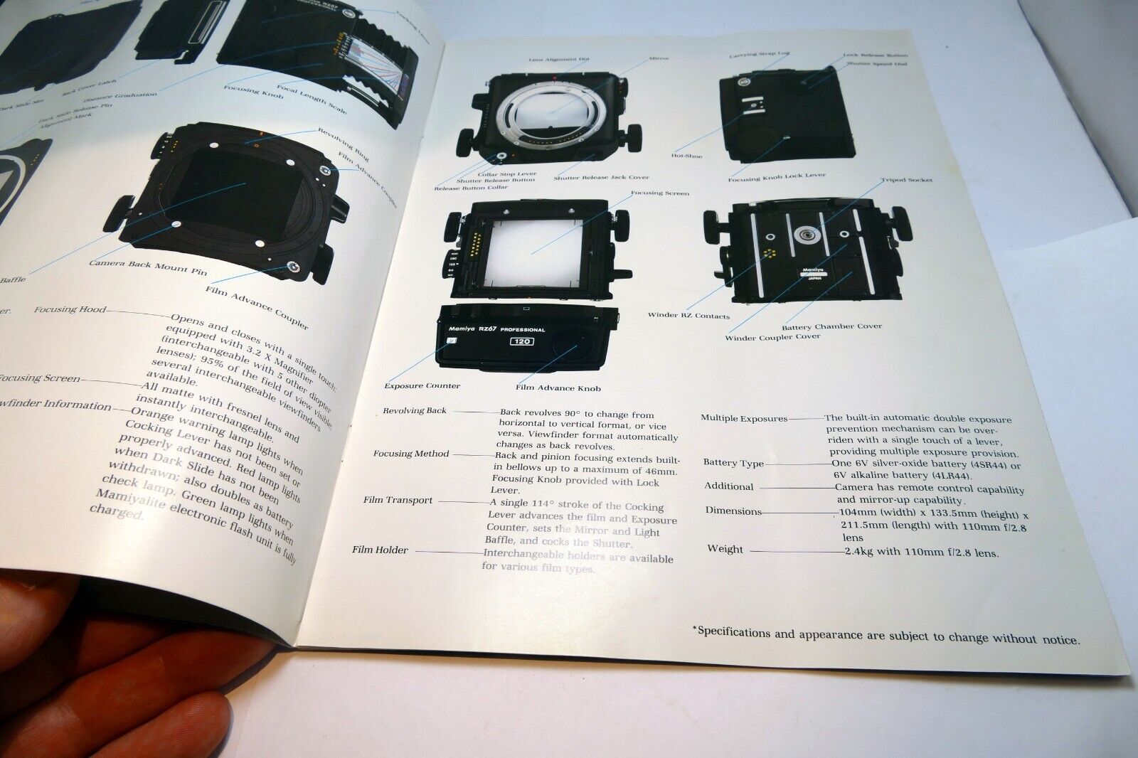 Mamiya RZ67 Professional Camera System Brochure Accessory Owner's Guide