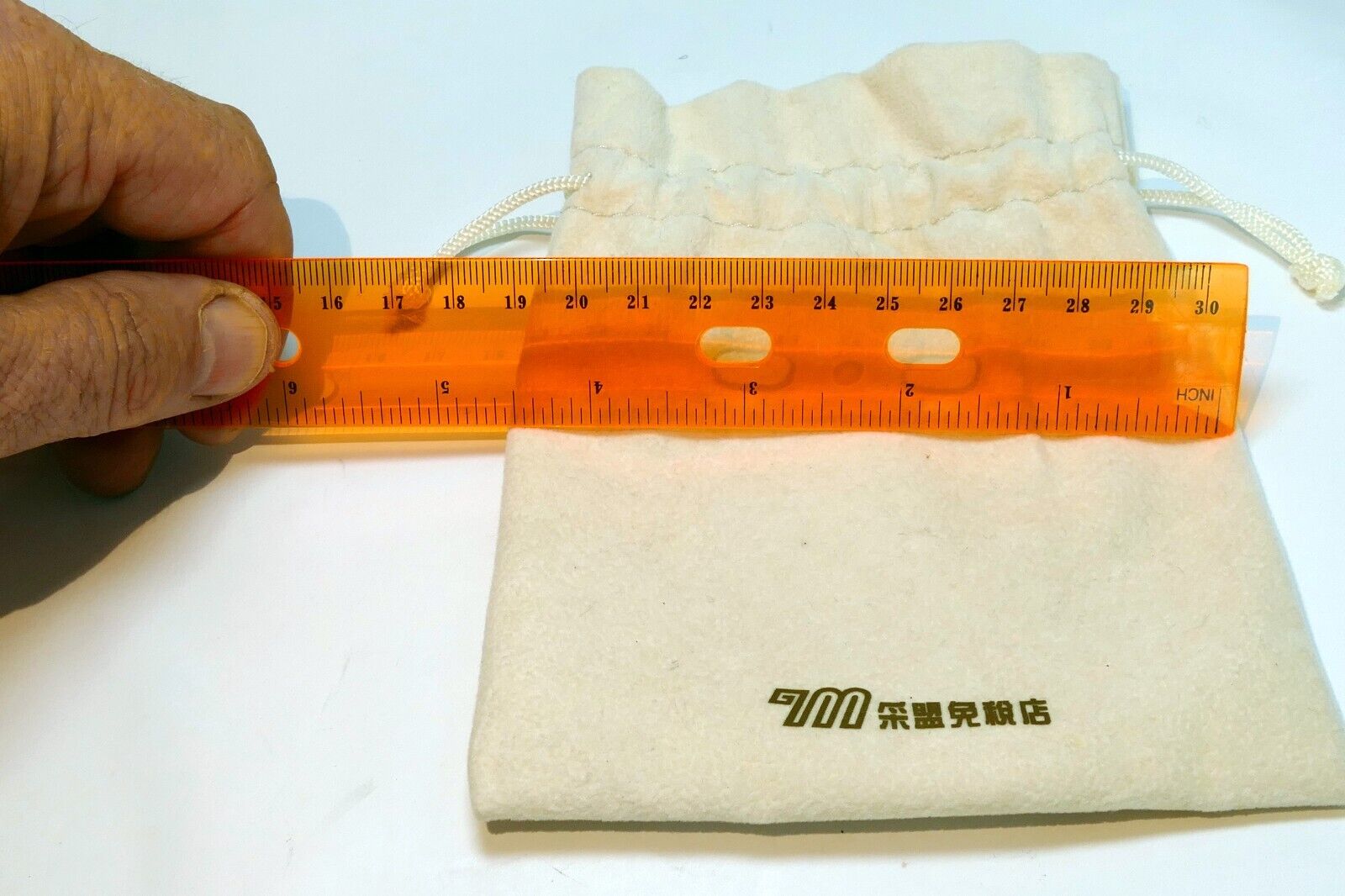 "M" Camera Accessory small Drawstring Bag 5X5" for lens white