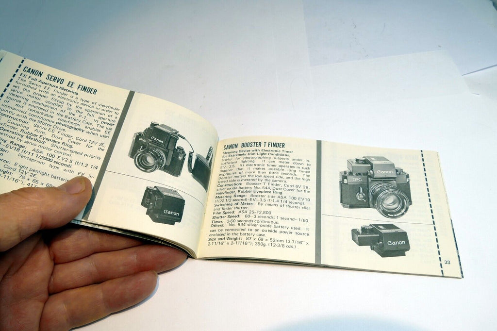 Canon  FD Product Guide camera accessory  sales brochure  EN 1977  advertisement
