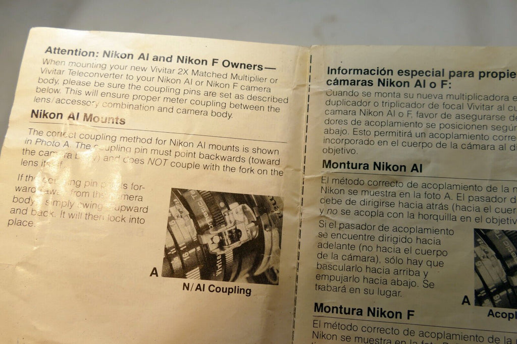 Nikon F and Ai Coupling Guide Brochure for Nikon F mount