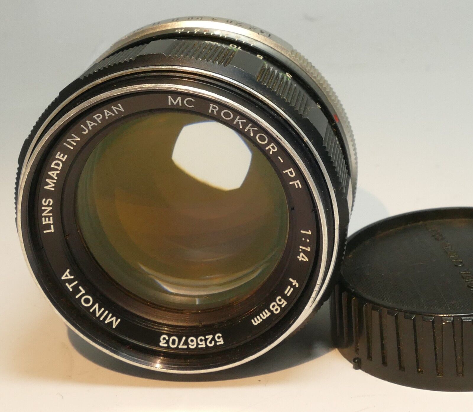 Minolta  58mm f1.4 Lens manual focus MC Rokkor-PF  w/ fungus AS IS PARTS