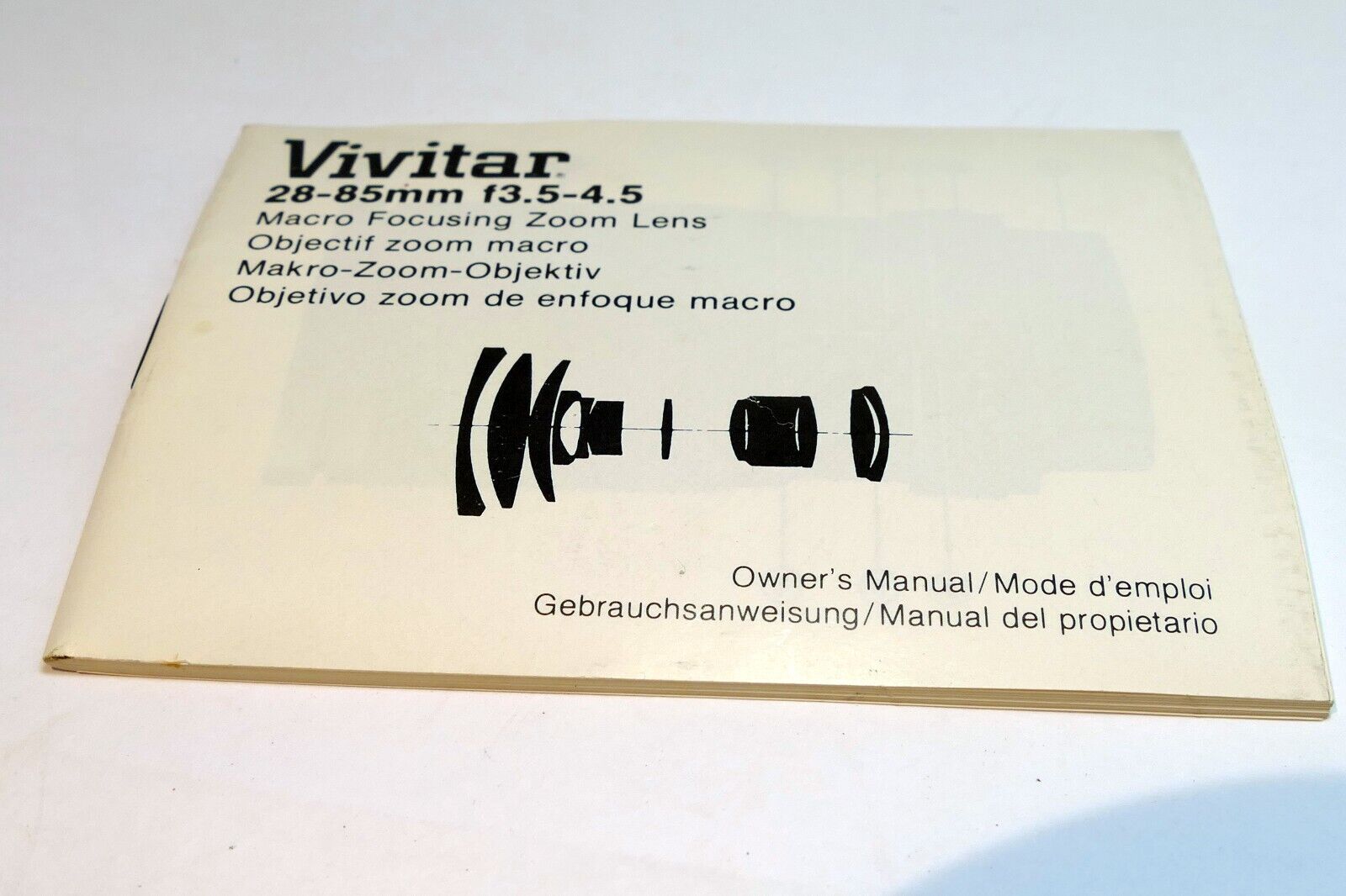Vivitar 28-85mm f3.5-4.5 macro zoom  lens Instruction Manual Guide  En G F S