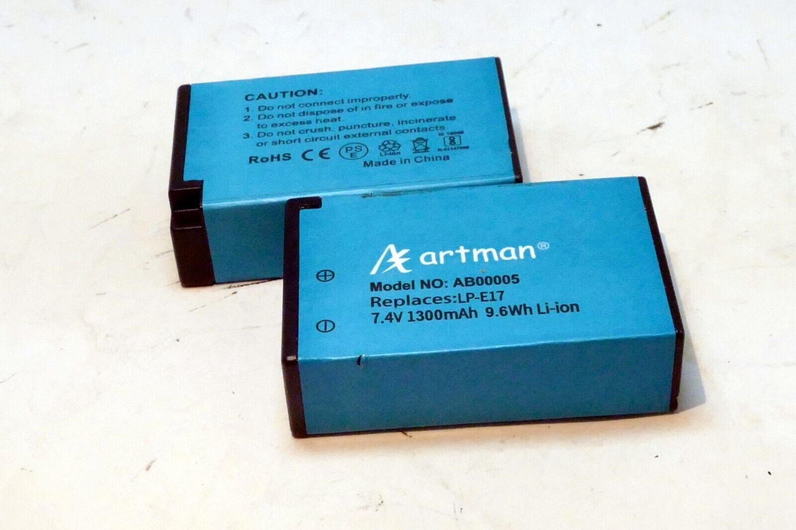 Artman LP-E17 Battery 2-Pack for Canon 1300mAh 2X pack