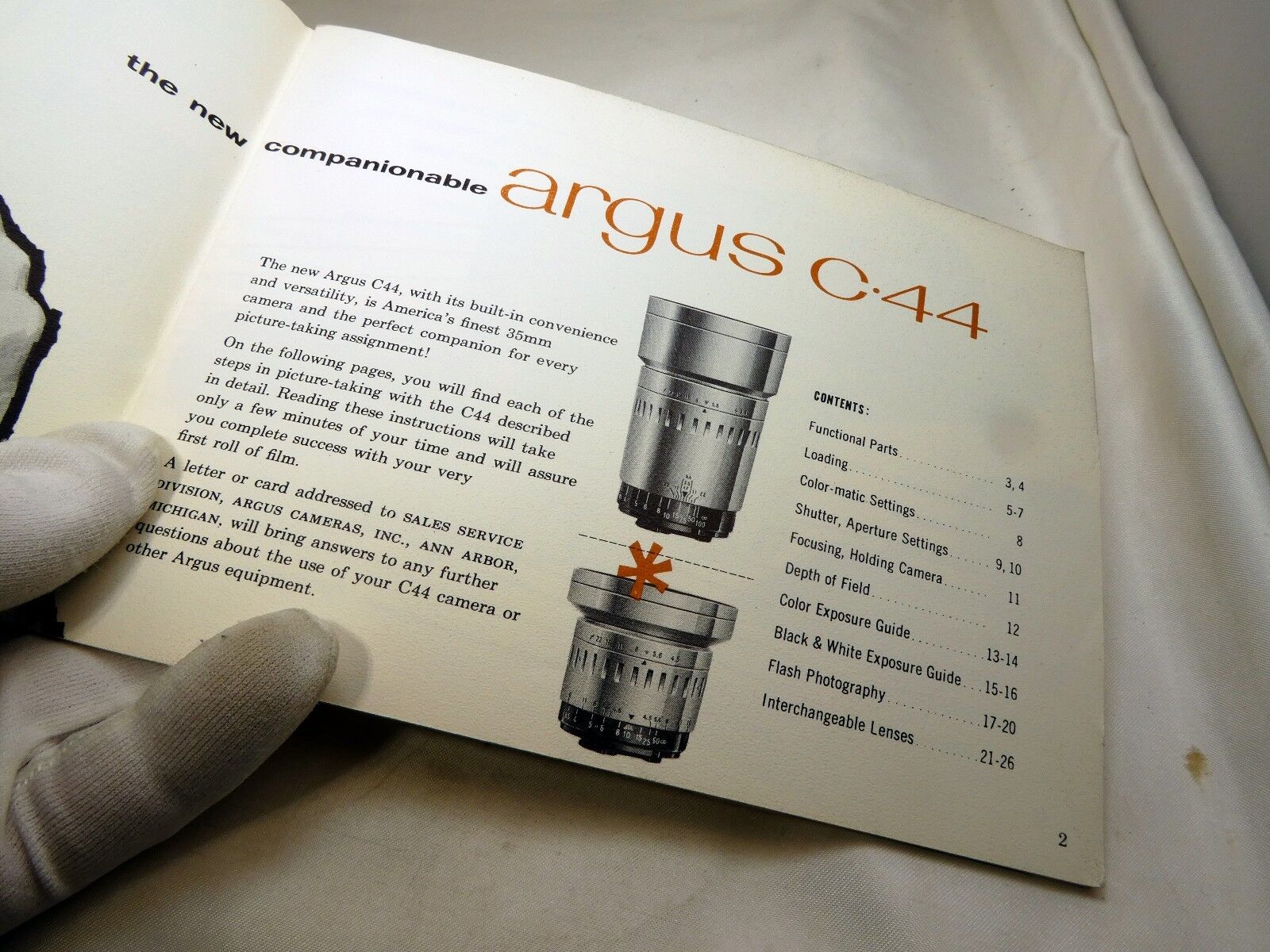 Argus C-44 rangefinder  Camera Instructions Guide Manual English