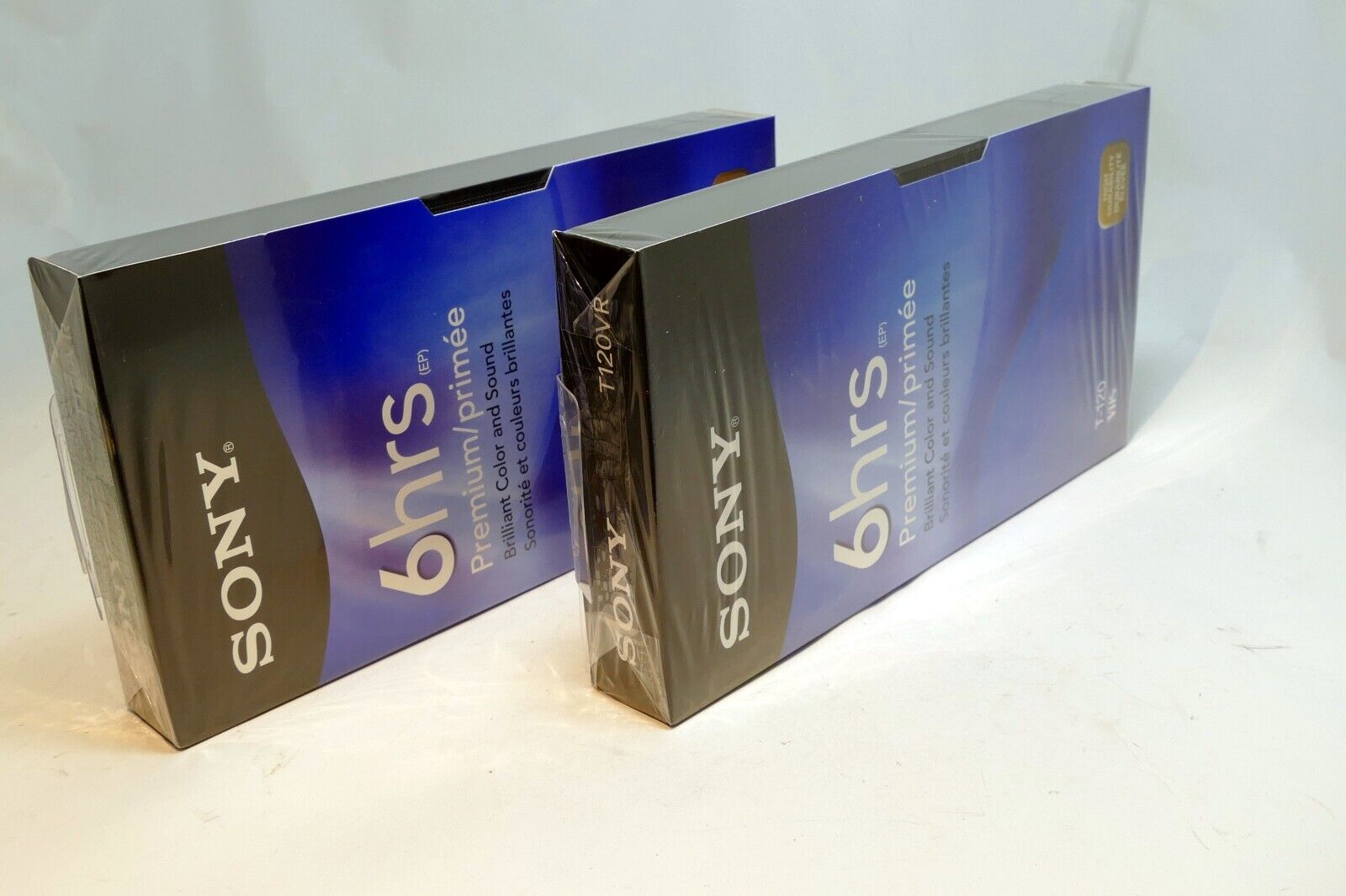 2 Pack Lot Sony Blank VHS Video Movie TapePremium Grade T-120 6 Hours - NEW