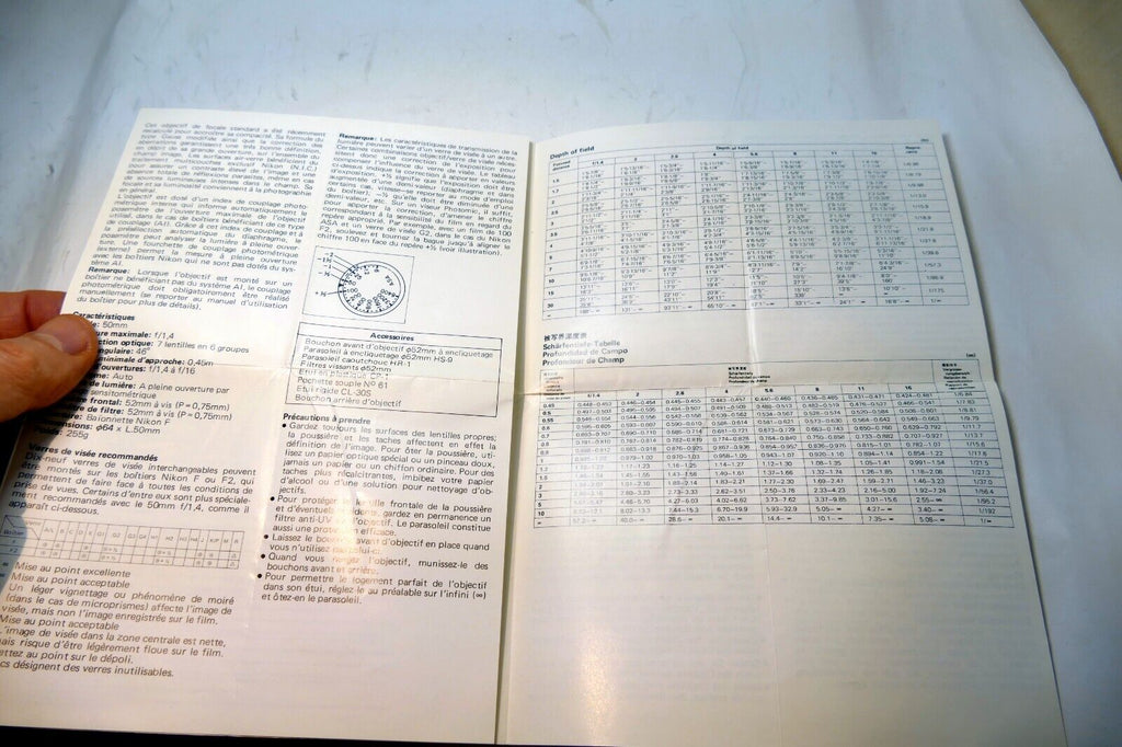 Nikon Nikkor 50mm f1.4 F KK Ai LENS Instruction Guide Manual 1979