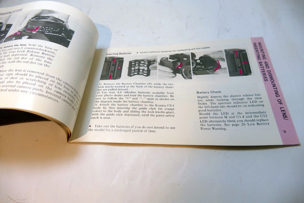Konica FS-1  Camera Guide Booklet/Manual  English EN vintage