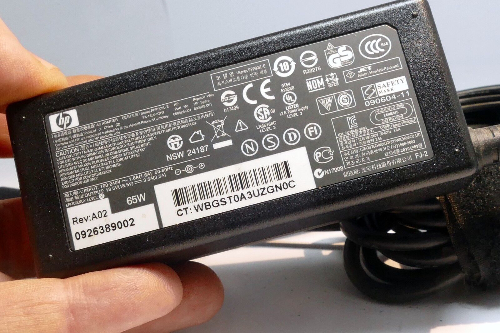 HP  Laptop Charger AC Power Adapter 608425-001 18.5V 3.5A 65W Genuine OEM