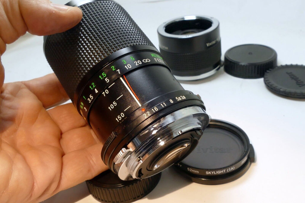 Vivitar 70-150mm f3.8 Manual Focus Lens w/ 2X teleconver Olympus OM mount - MINT