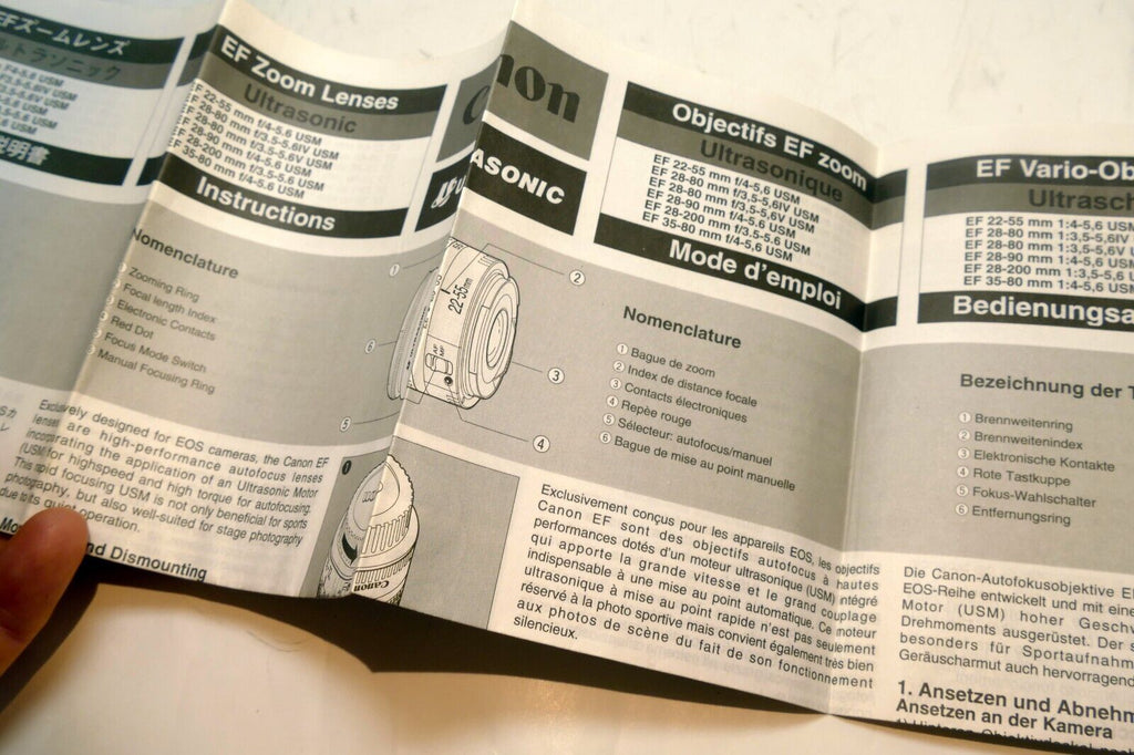 Canon 22-55mm EF Ultrasonic Lens guide 28-200mm USM EF Brochure