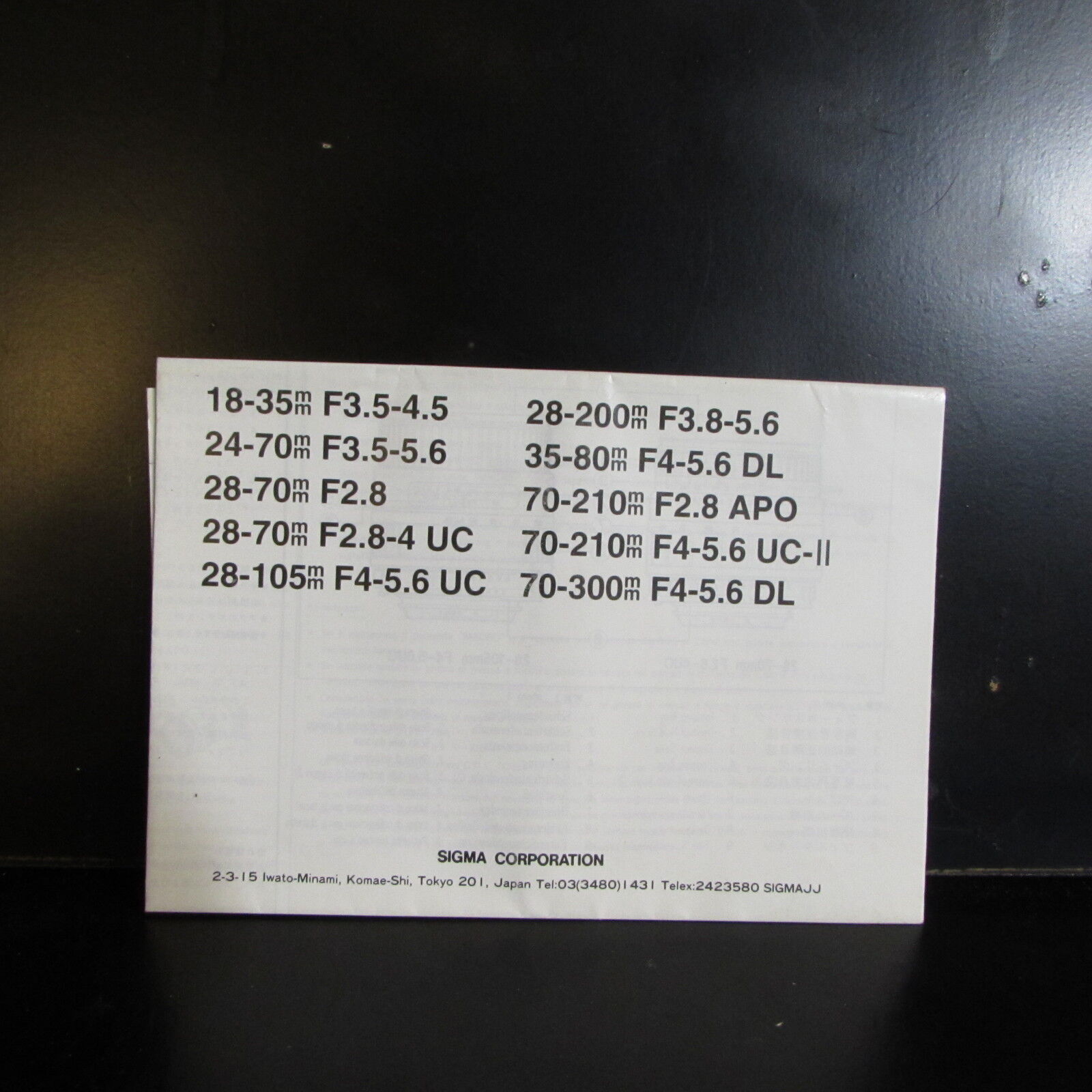 Sigma AF Zoom Lens Guide Instruction 70-210mm f2.8 APO 18-35mm 28-70mm f2.8