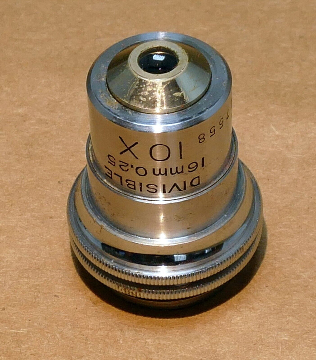 Bausch Lomb 10X 16mm 0.25 Divisible Microscope Objective Rochester NY
