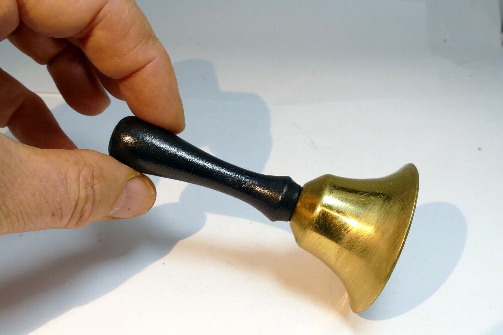 1.5" Solid Brass metal School Diner Bell with wooden handle missing clapper