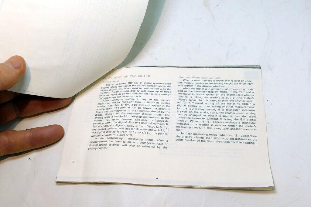 Light Meter IIIF guide  printed   might be incomplete - as found