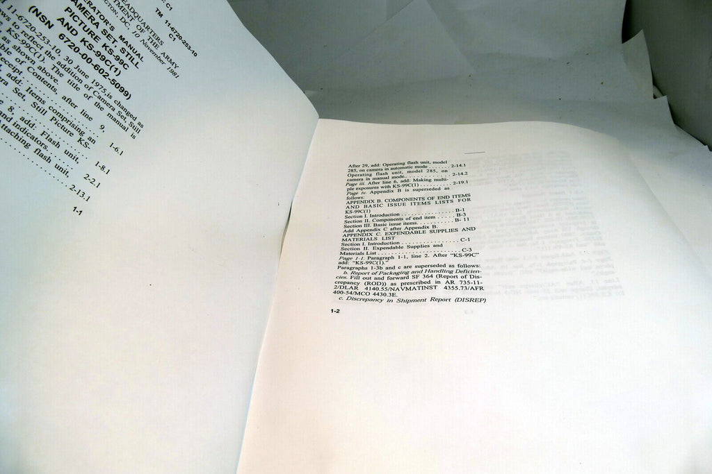 KS-99C F1 camera Operator's Technical Instructions manual Guide Dept. Army 1975