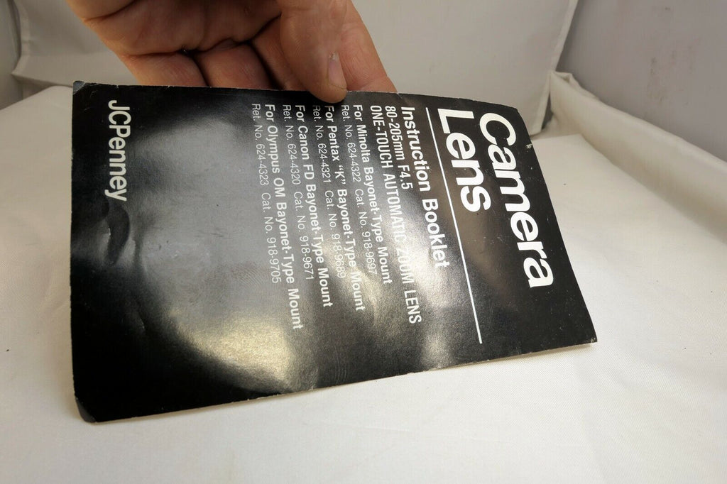JCPenney Camera lens 80-205mm f4.5 Guide Manual instruction booklet