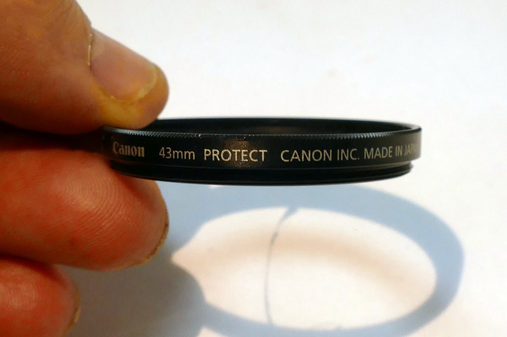 Canon 43mmm Filter clear protection - DAMAGED, Cracked glass ring good