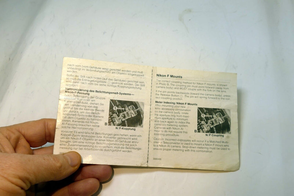 Nikon F and Ai Coupling Guide Brochure for Nikon F mount