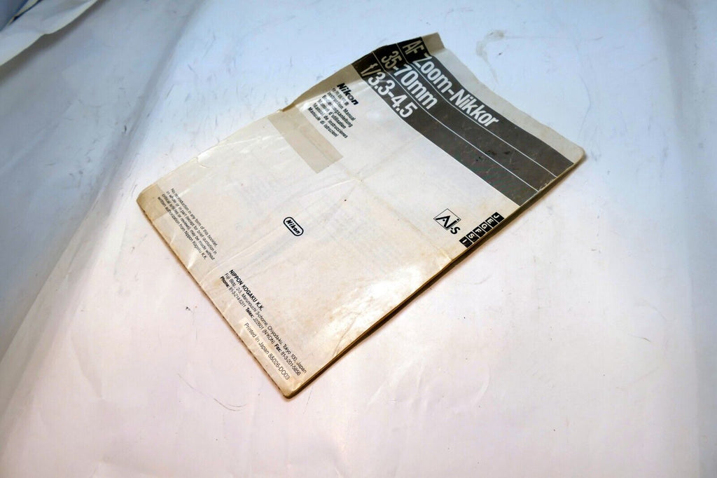 Nikon Nikkor AF 35-70mm f3.3-4.5LENS Instruction Guide Manual - POOR CONDITION